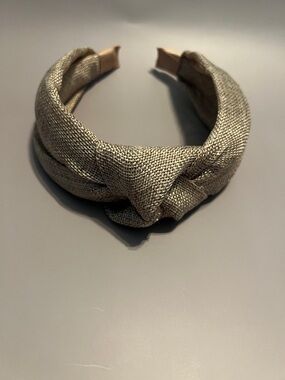 Vintage-Style Burlap Knot Headband - Neutral Tan/Beige